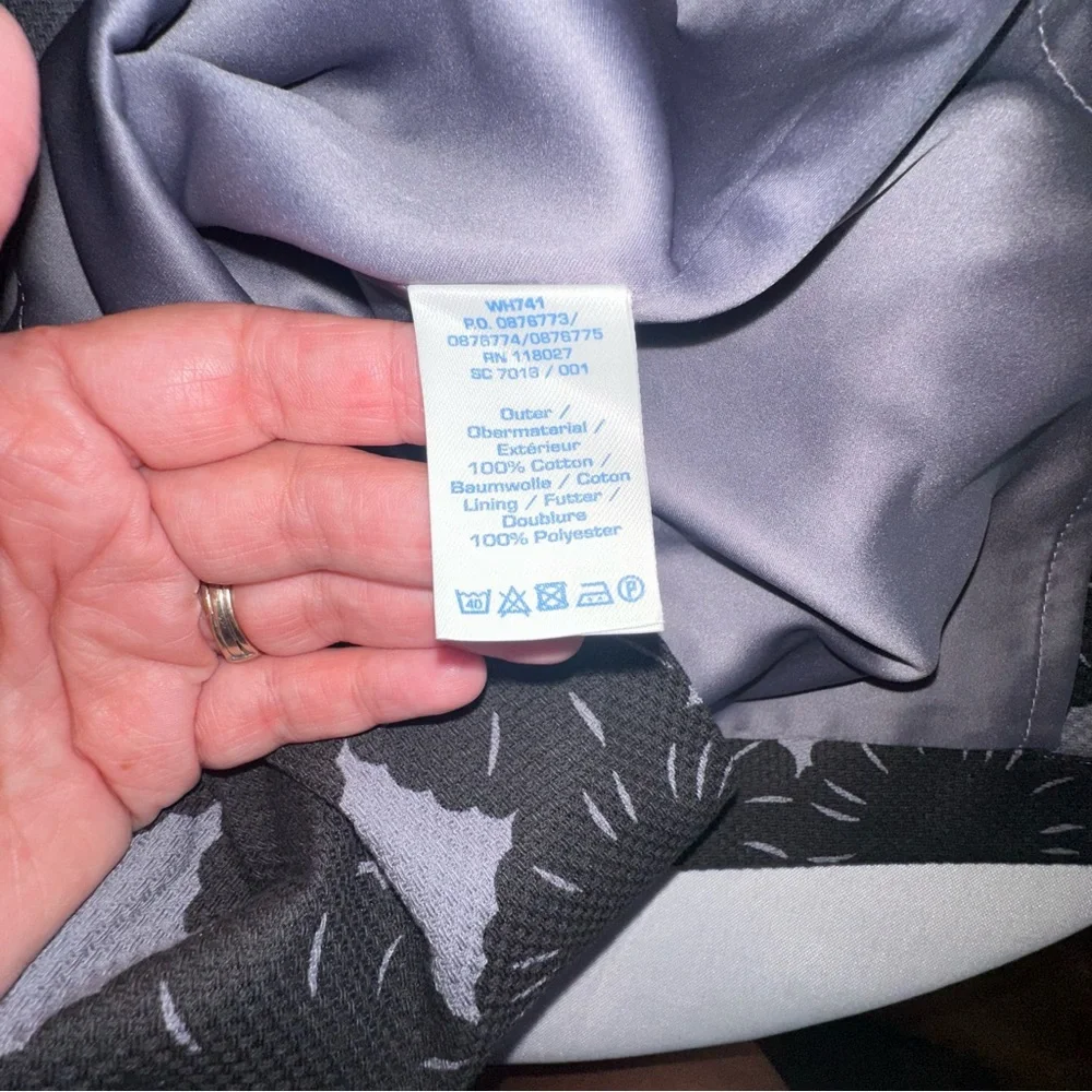 Boden • Purple Grey Black Floral Patterned Dress W/Belt Size 6R - Picture 10 of 13